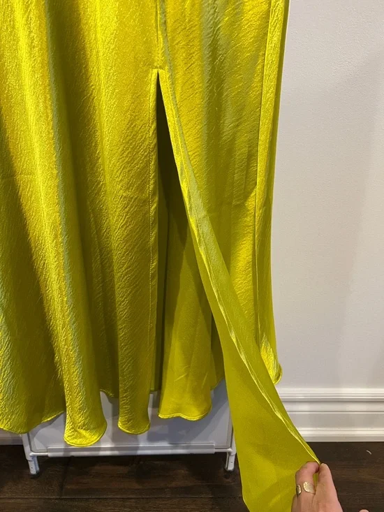 Chartreuse Cowl Neck Slip Dress - Picture 3 of 6